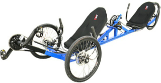 A semi recumbent tandem tricycle