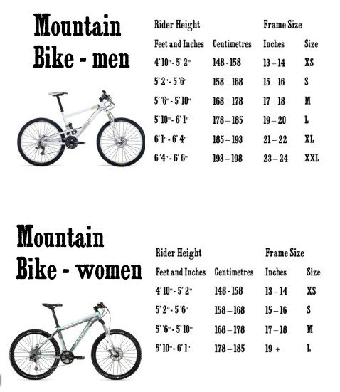 height to frame size mountain bike
